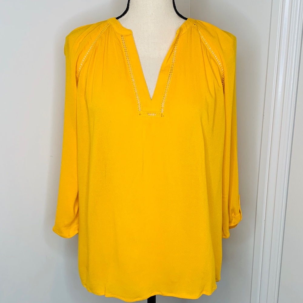 Deep V neck flutter sleeve top
